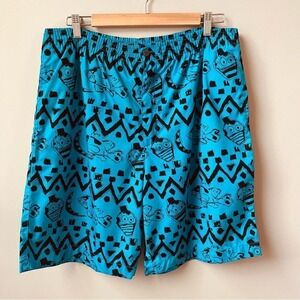 Vintage‎ Gap Shorts Men's Size M Medium Blue Black Tropical Fish Coconuts Cotton